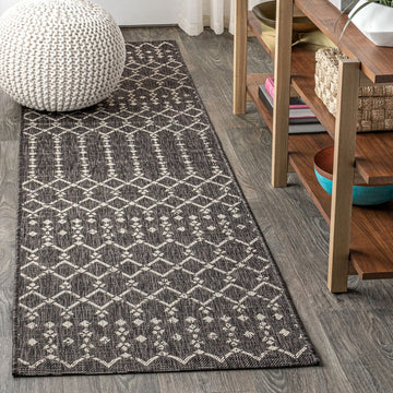 Ourika Moroccan Geometric Textured Weave Indoor/outdoor Runner Rug